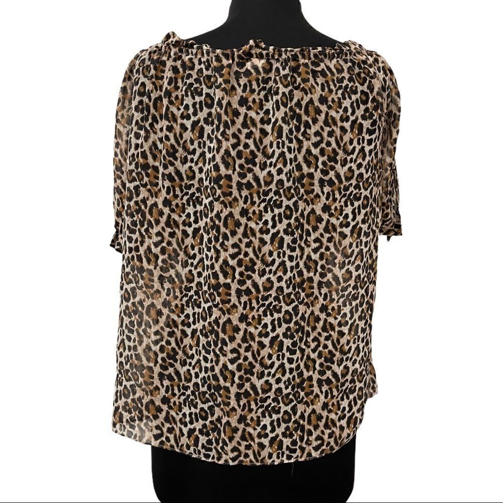 VS Moda International Silk Leopard Print Boho Sheer Top Sz M - Picture 8 of 12